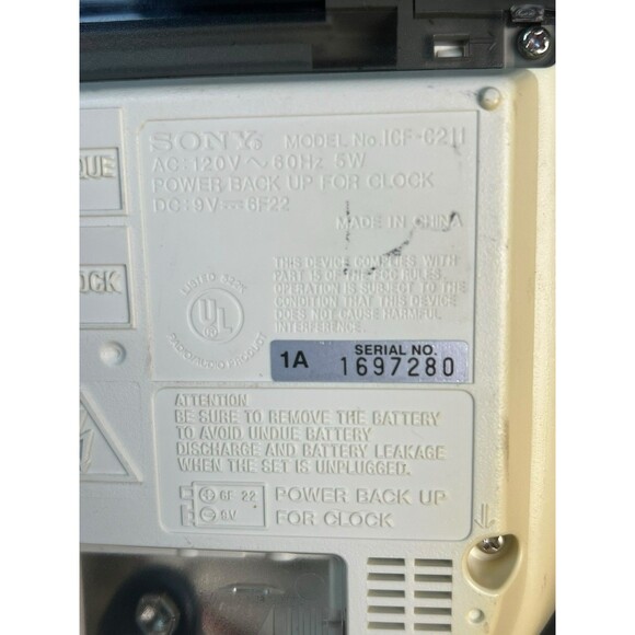 VINTAGE‎ Sony Dream Machine ICF-C211 AM/FM Alarm Clock Radio White Tested Works - Picture 6 of 7